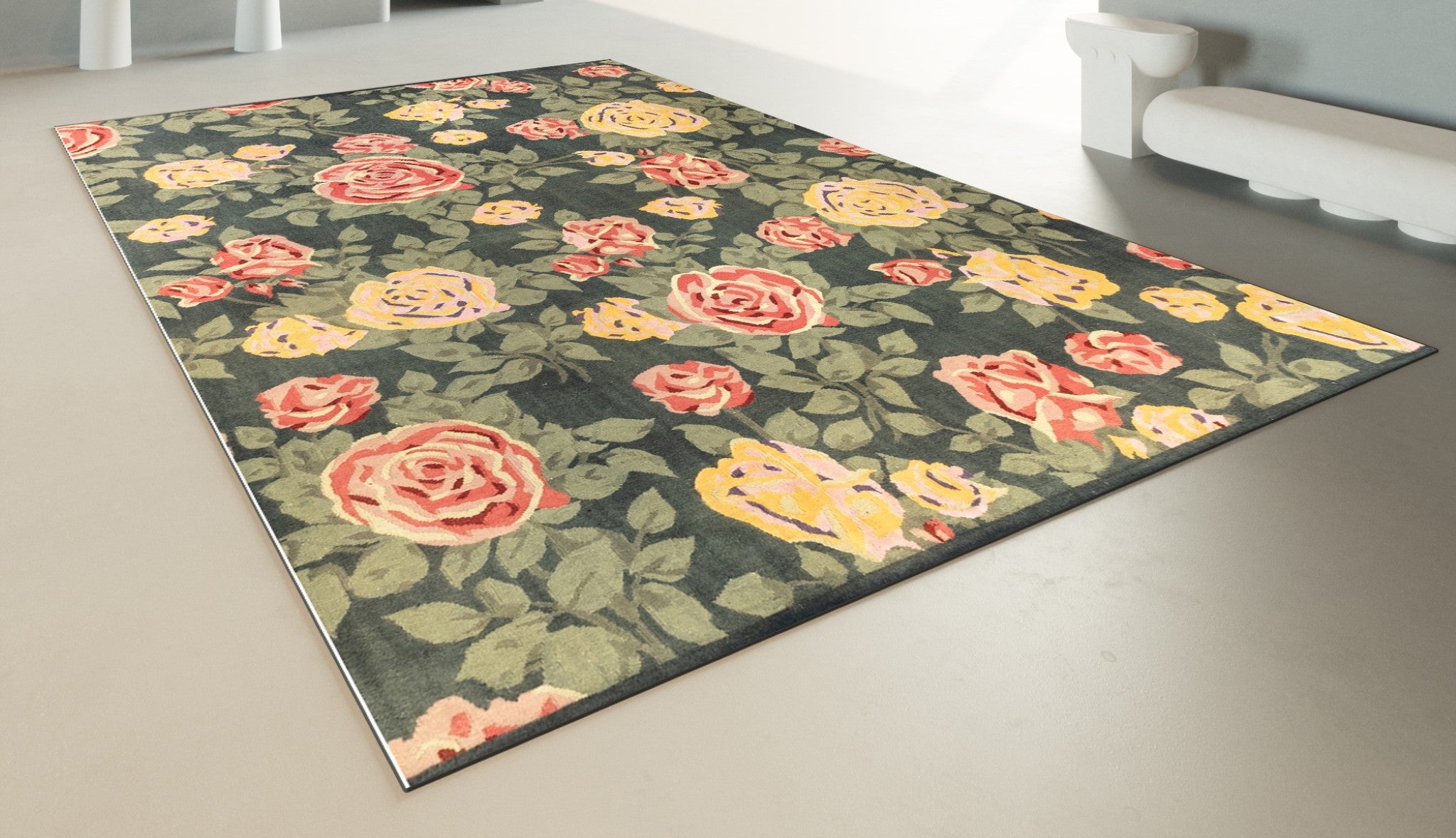 PERSIAN FLOWERY KILIM CARPET