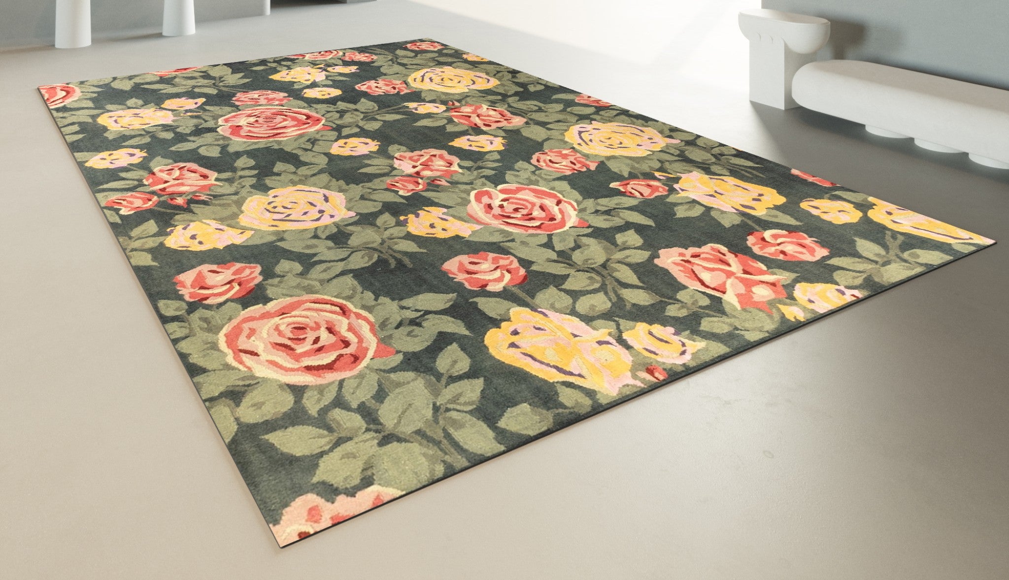 PERSIAN FLOWERY KILIM CARPET
