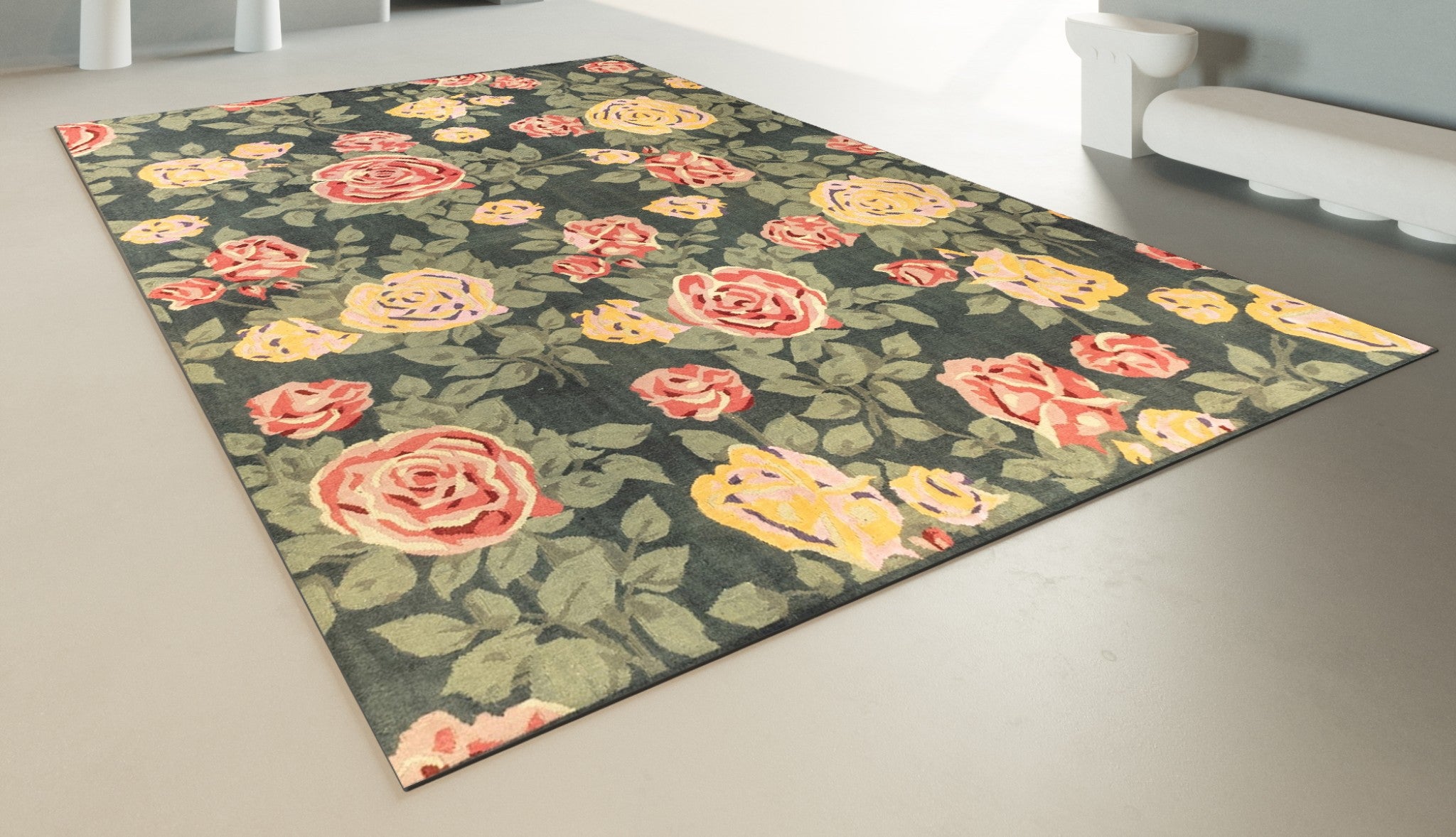 PERSIAN FLOWERY KILIM CARPET