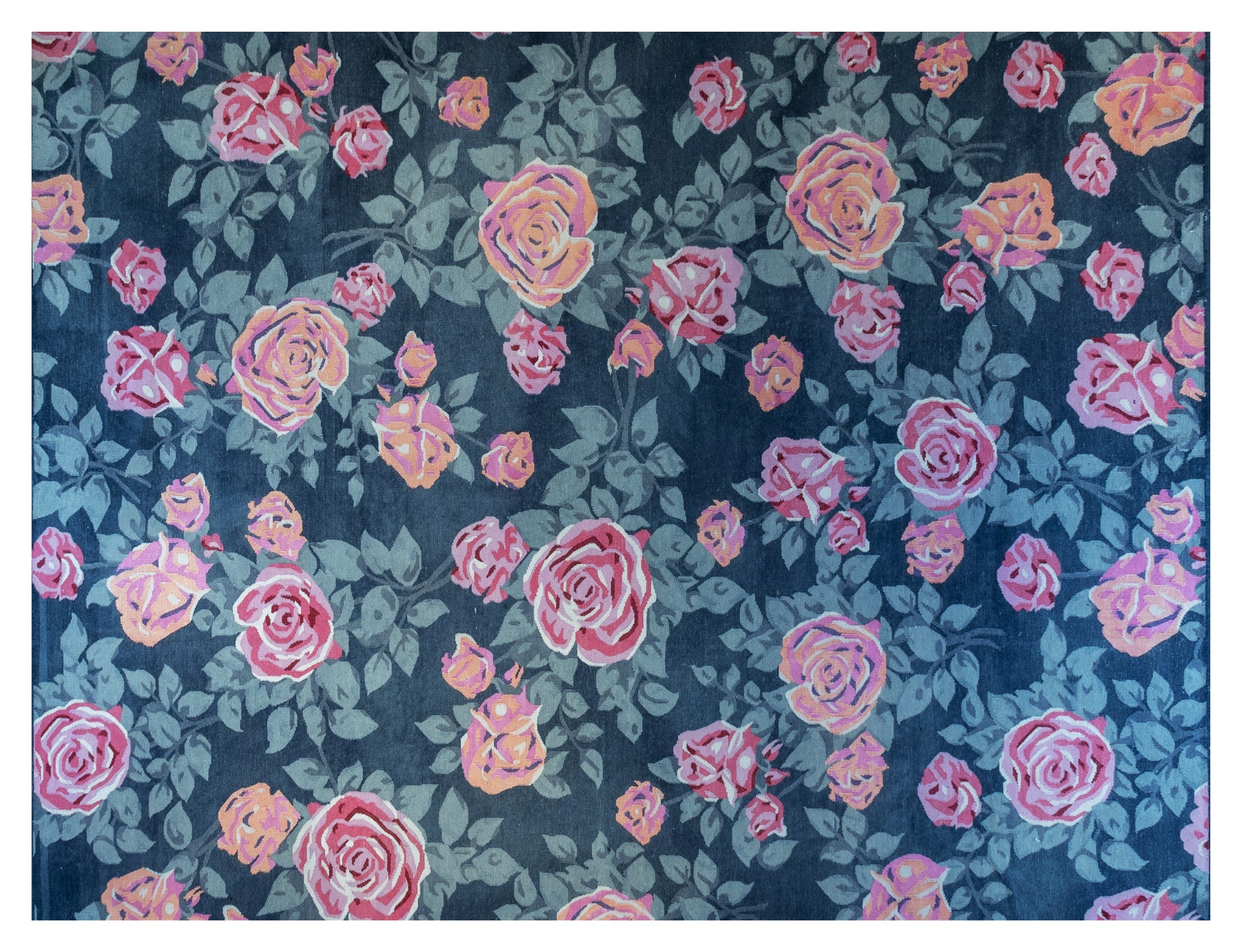 PERSIAN FLOWERY KILIM CARPET